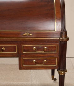 19th Century French Mahogany Cylinder Desk