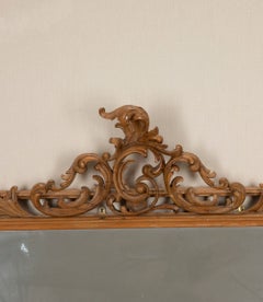 Large 19th Century English Carved Pine Overmantle Mirror