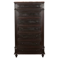 19th Century French Painted Semainier Tall Chest of Drawers