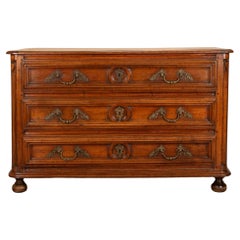 18th Century French Walnut Three Drawer Commode