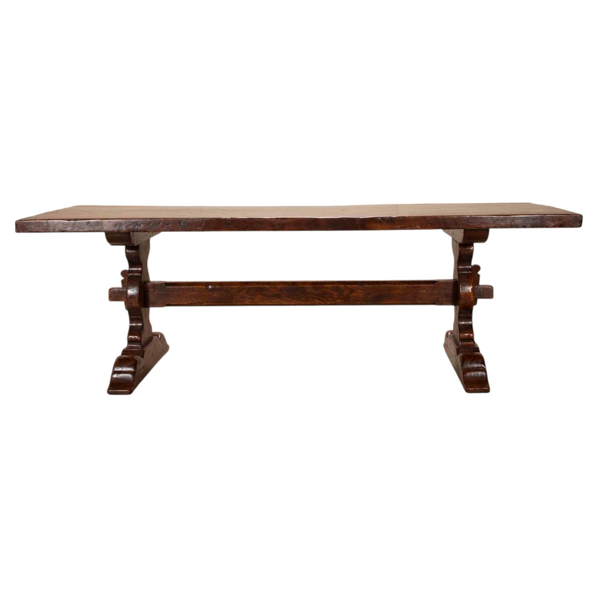 Early 20th Century French Single Planked Top Refectory Table