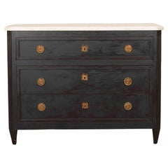 19th Century French White Marble Topped Painted Commode