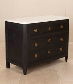 19th Century French White Marble Topped Painted Commode