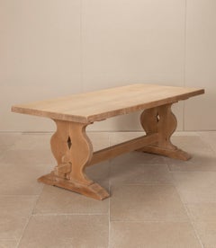 Mid-Century French Scrubbed Oak Refectory Table