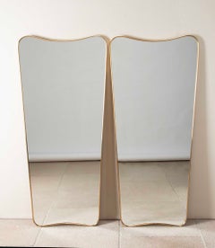 Pair of Contemporary Italian Mid-Century Style Brass Mirrors