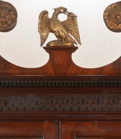 Late George III Mahogany Bureau Bookcase with Brass Eagle Surmount, c.1815