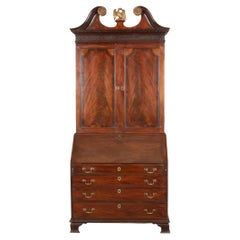 Late George III Mahogany Bureau Bookcase with Brass Eagle Surmount, c.1815