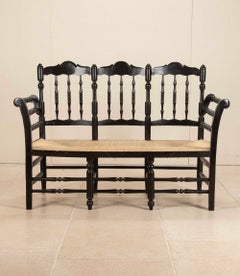 19th Century French Provençal Rush Seat Bench