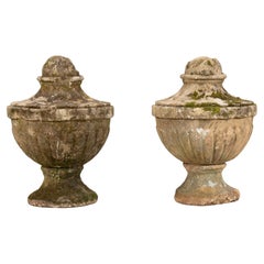 Pair of 18th Century French Louis XV Period Carved Stone Finials