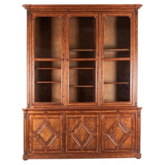Exceptional Early 19th Century French Figured Mahogany Library Bookcase