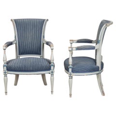 Pair of Early 19th Century French Directoire Painted Armchairs