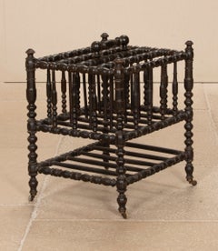 Victorian Ebonised Bobbin-Turned Canterbury, Circa 1880