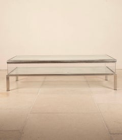 Tavolino da salotto in lucite e vetro, stile francese della metà del secolo