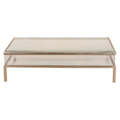 Tavolino da salotto in lucite e vetro, stile francese della metà del secolo