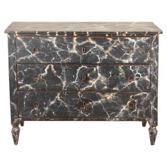 19th Century French Later Painted Marble Effect Chest of Drawers