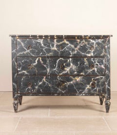 19th Century French Later Painted Marble Effect Chest of Drawers