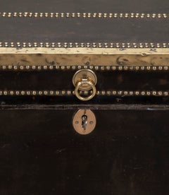19th Century English Leather Bound Camphor Wood Trunk