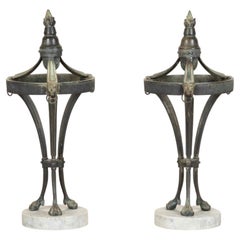 Pair of 19th Century French Patinated Bronze Athénienne Jardinière Stands