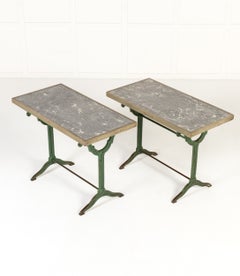 Pair of 19th Century Garden Tables with Marble Tops