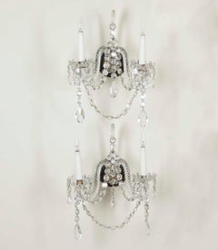 Set of Four Early 20th Century English Crystal Wall Lights