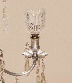 1920s English Four Branch Cut Glass Chandelier
