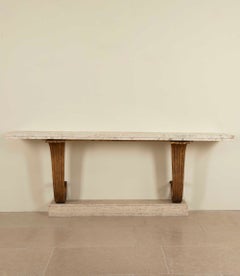 Early 20th Century Italian Travertine Console Table