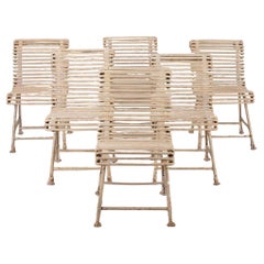 Set of Six 19th Century Arras Wrought Iron Garden or Bistro Chairs