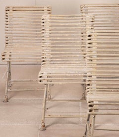 Set of Six 19th Century Arras Wrought Iron Garden or Bistro Chairs