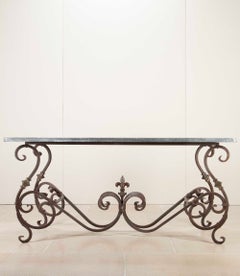 19th Century Flemish Wrought Iron and Stone Orangery Table