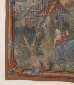 Extra Large 18th Century Flemish Hand Painted Wall Hanging