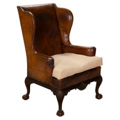 Late 19th Century George III Style Leather Wing Chair
