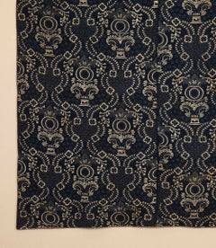 Large Late 18th Century French Indigo Resist Block Printed Quilt