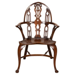 Gothic-Windsor-Sessel im Stil Georgs III. aus Ulme, Eibe und Buche