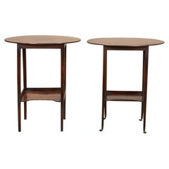 Matched Pair of George III Mahogany Oval-Topped Occasional Tables