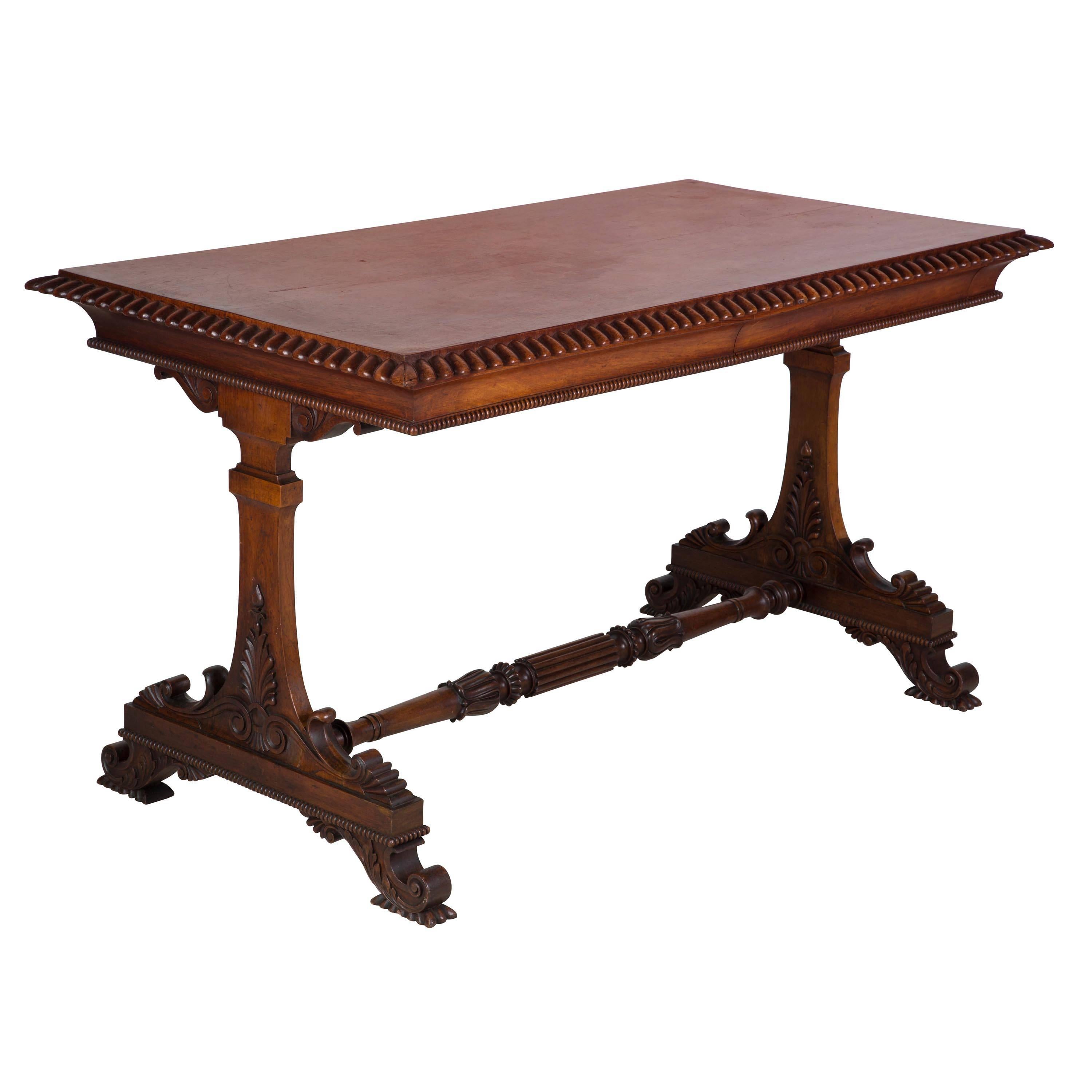 Neoclassical rosewood library table designed by William Trotter, circa 1820.