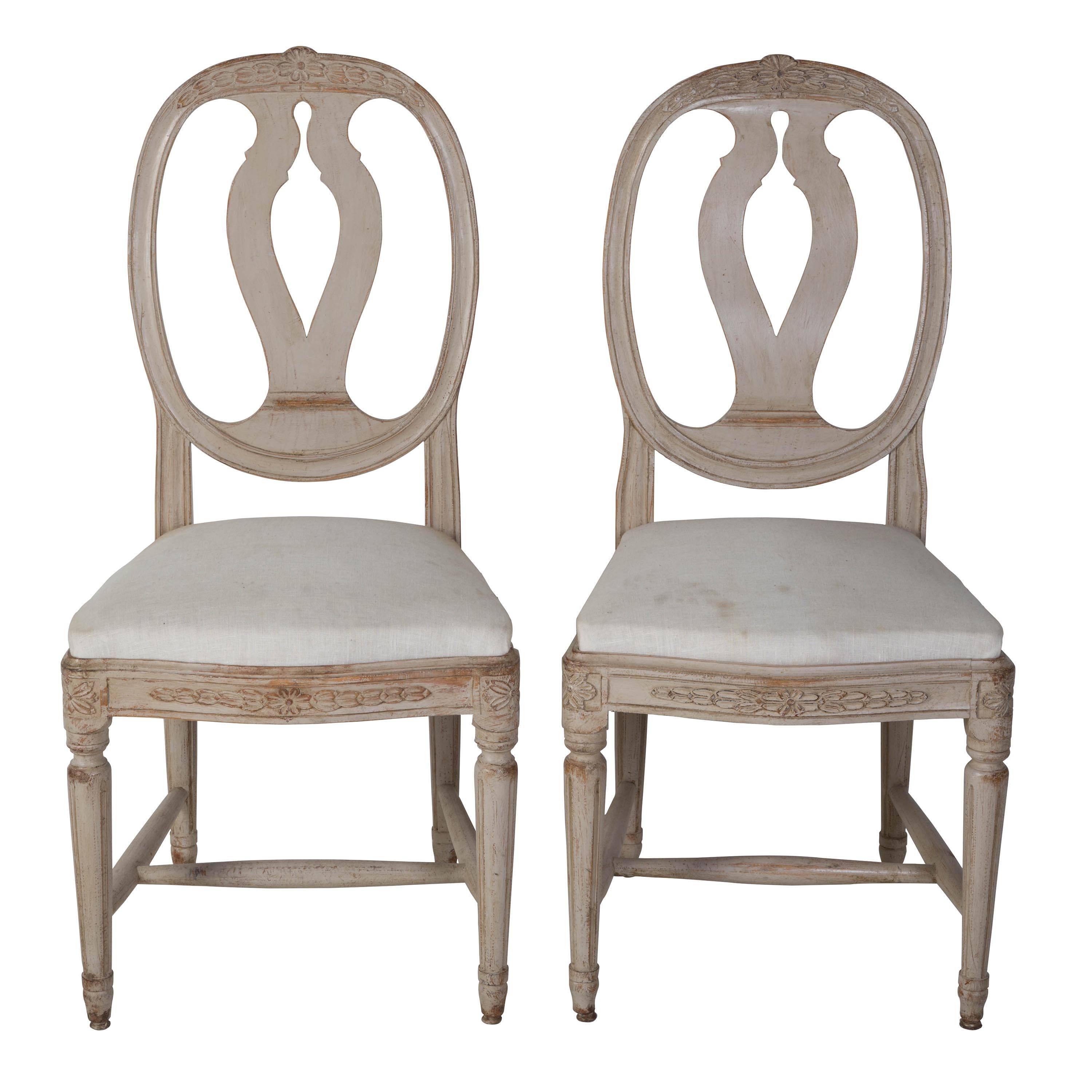 Painted 19th Century Gustavian Dining Chairs
