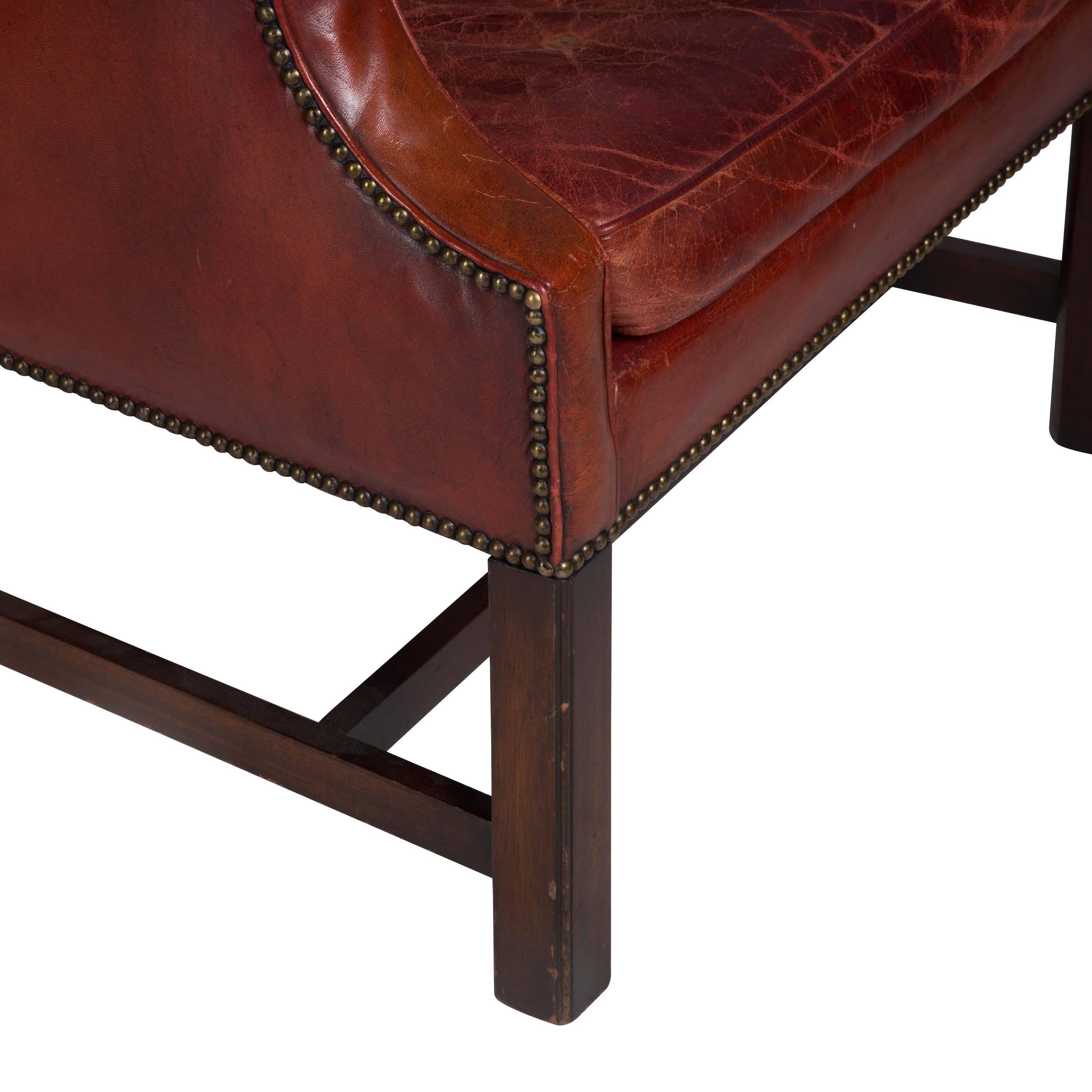Pair of Leather Wingback Armchairs 1