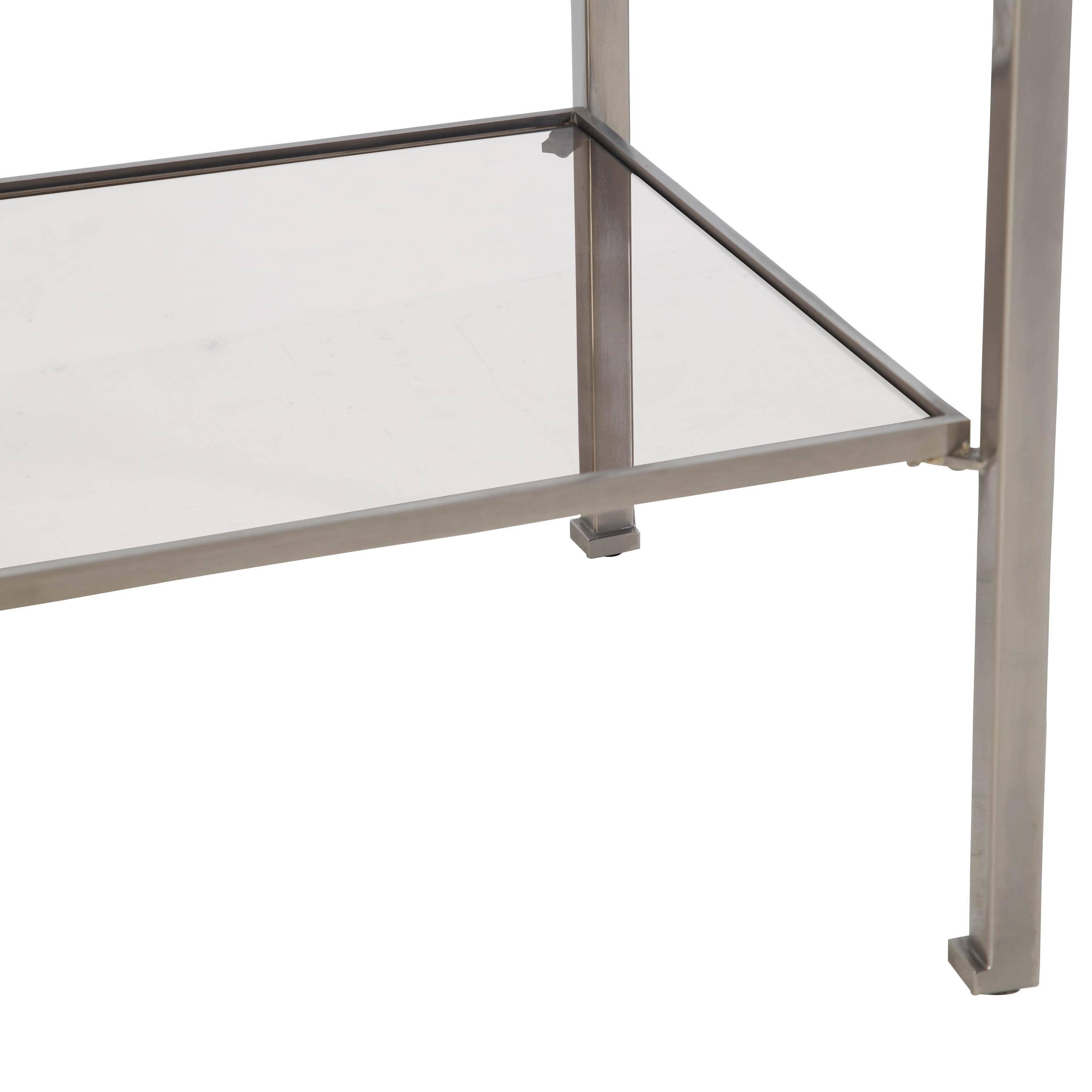 Pair of Steel and Glass End Tables 1