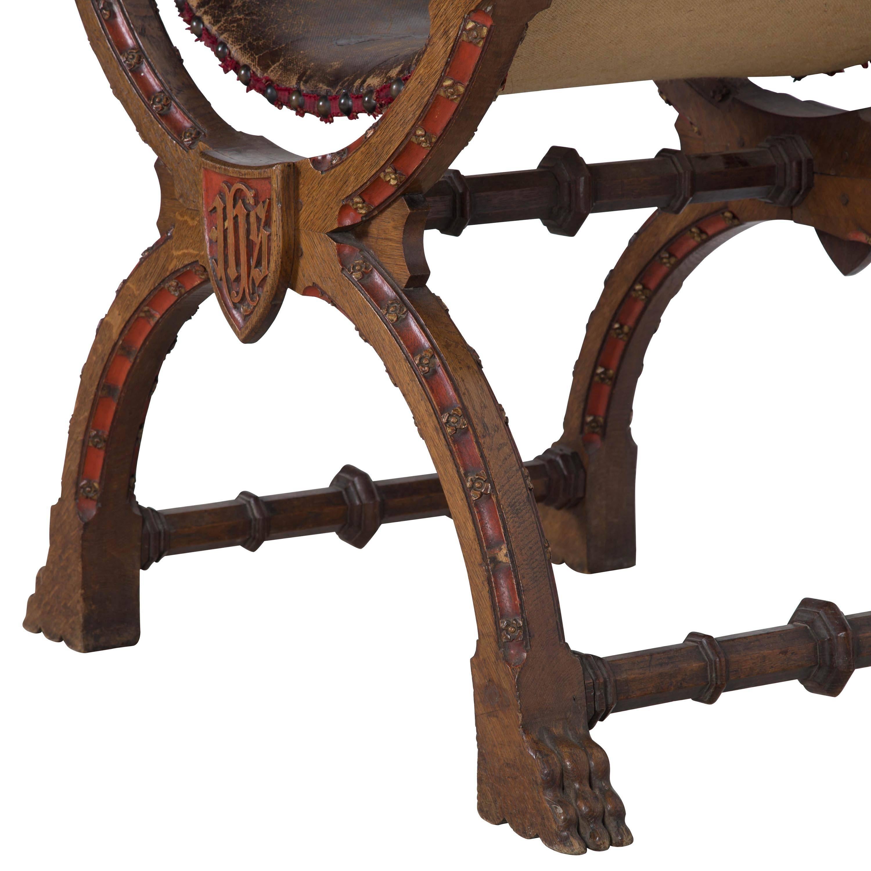 Gothic Revival Oak Throne Chair In Good Condition In Gloucestershire, GB