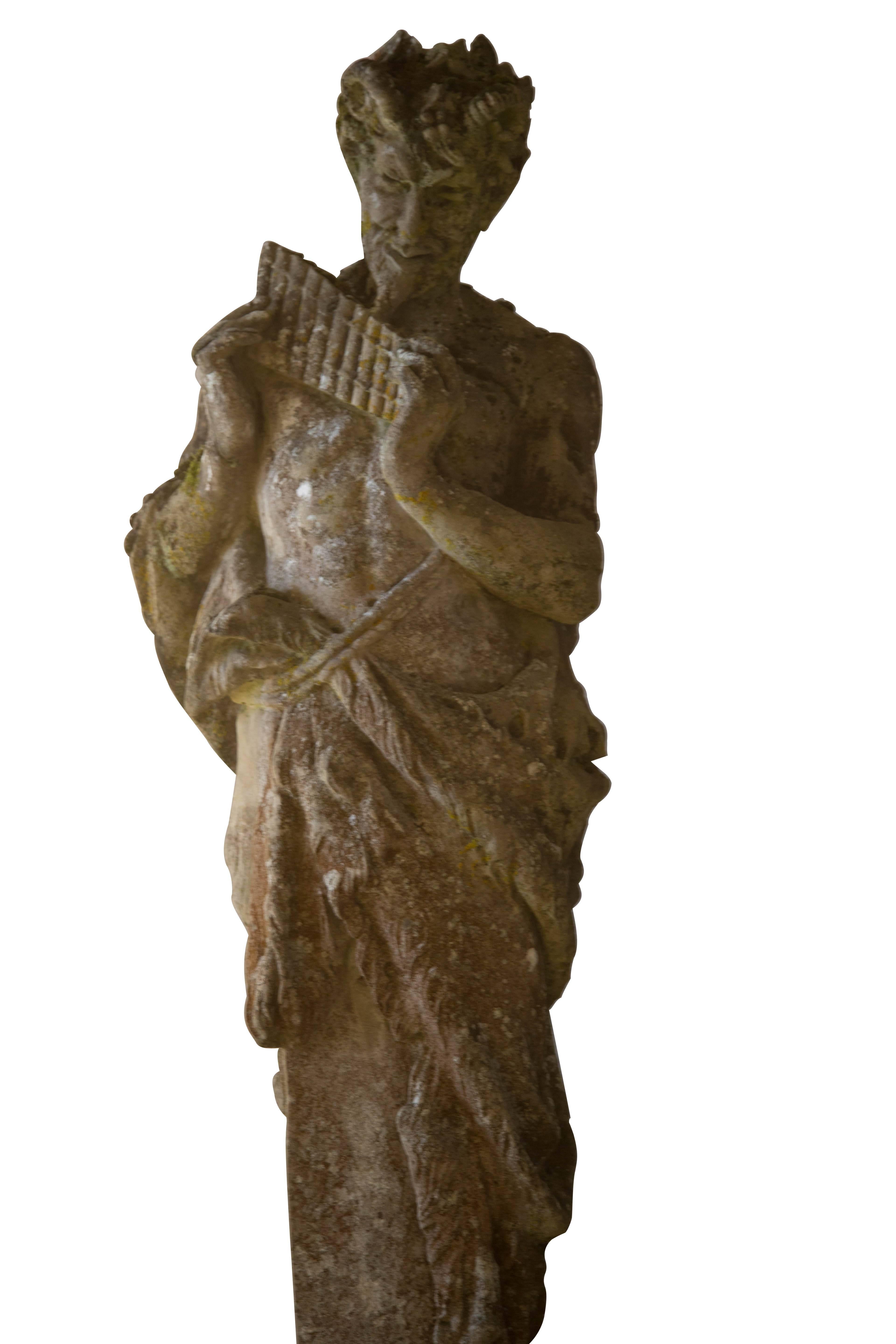 20th Century Composition Stone Figure of Pan