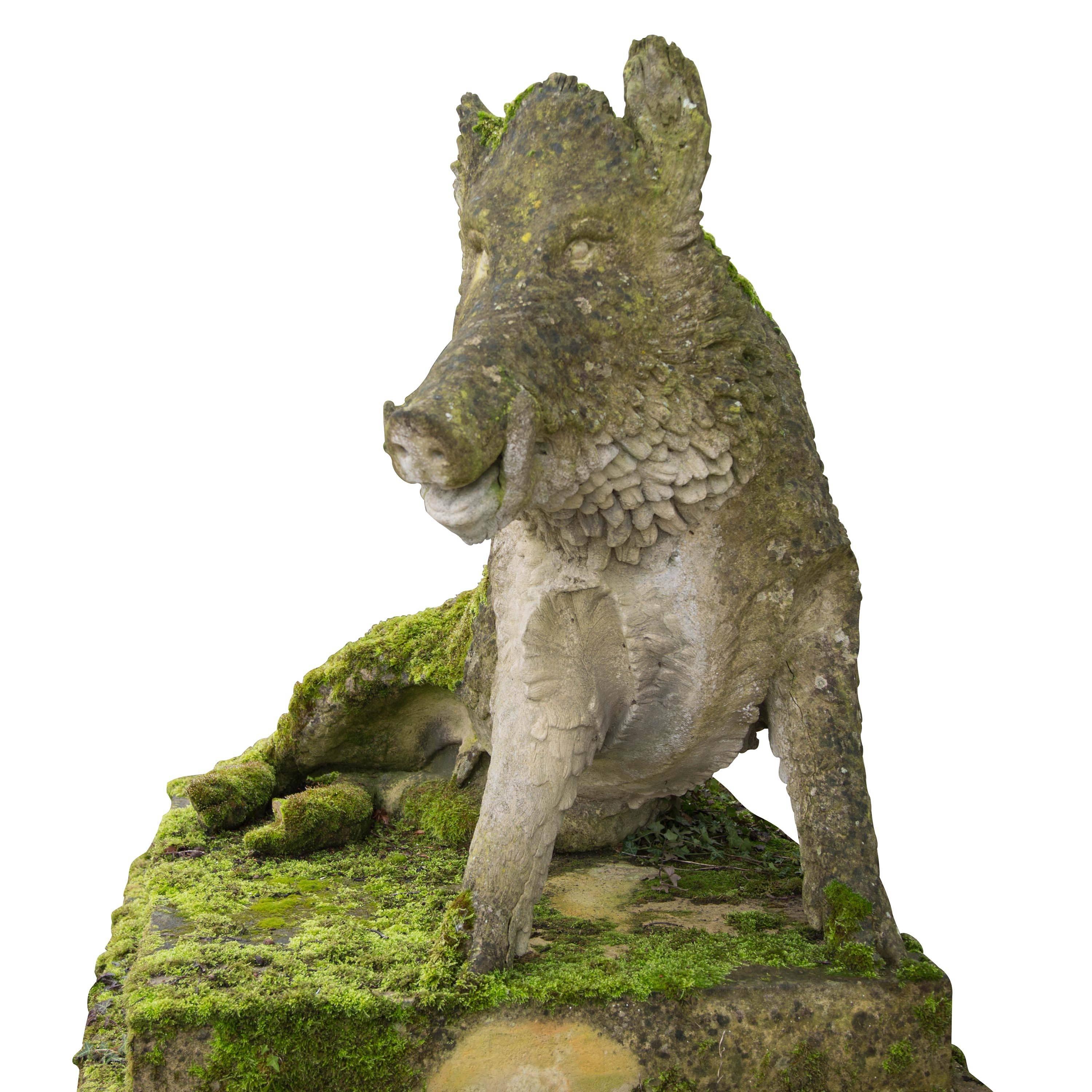 Large Late 20th Century Composition Stone Boar 1