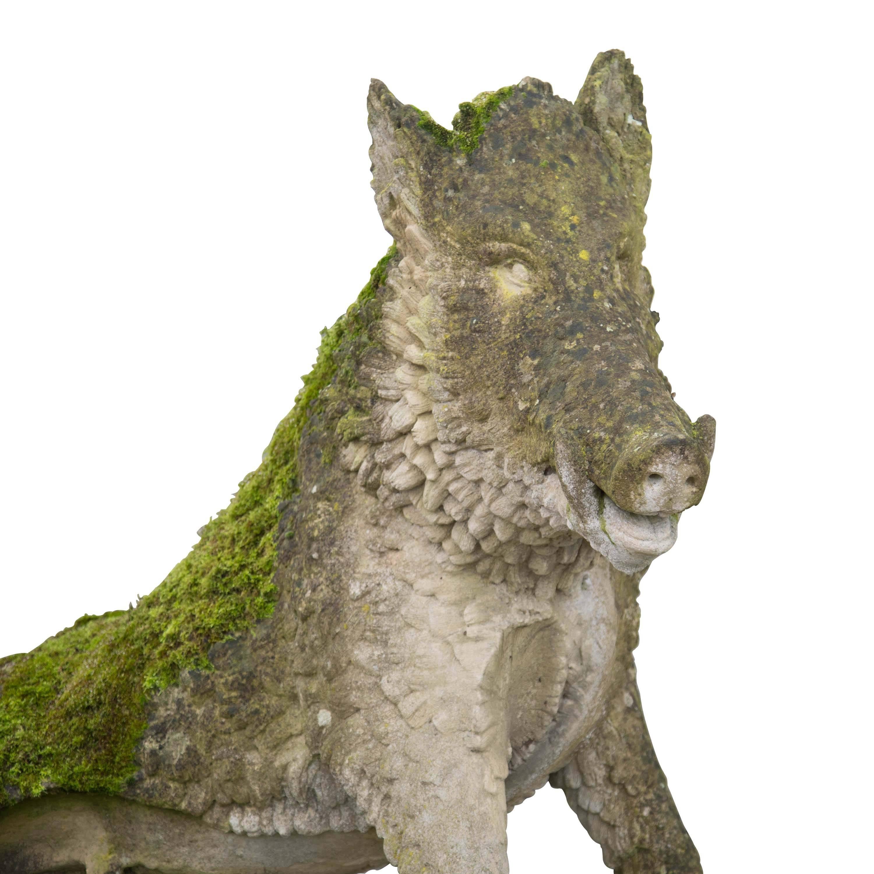 Large Late 20th Century Composition Stone Boar 2