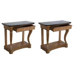 Pair of Burr Oak Console Tables