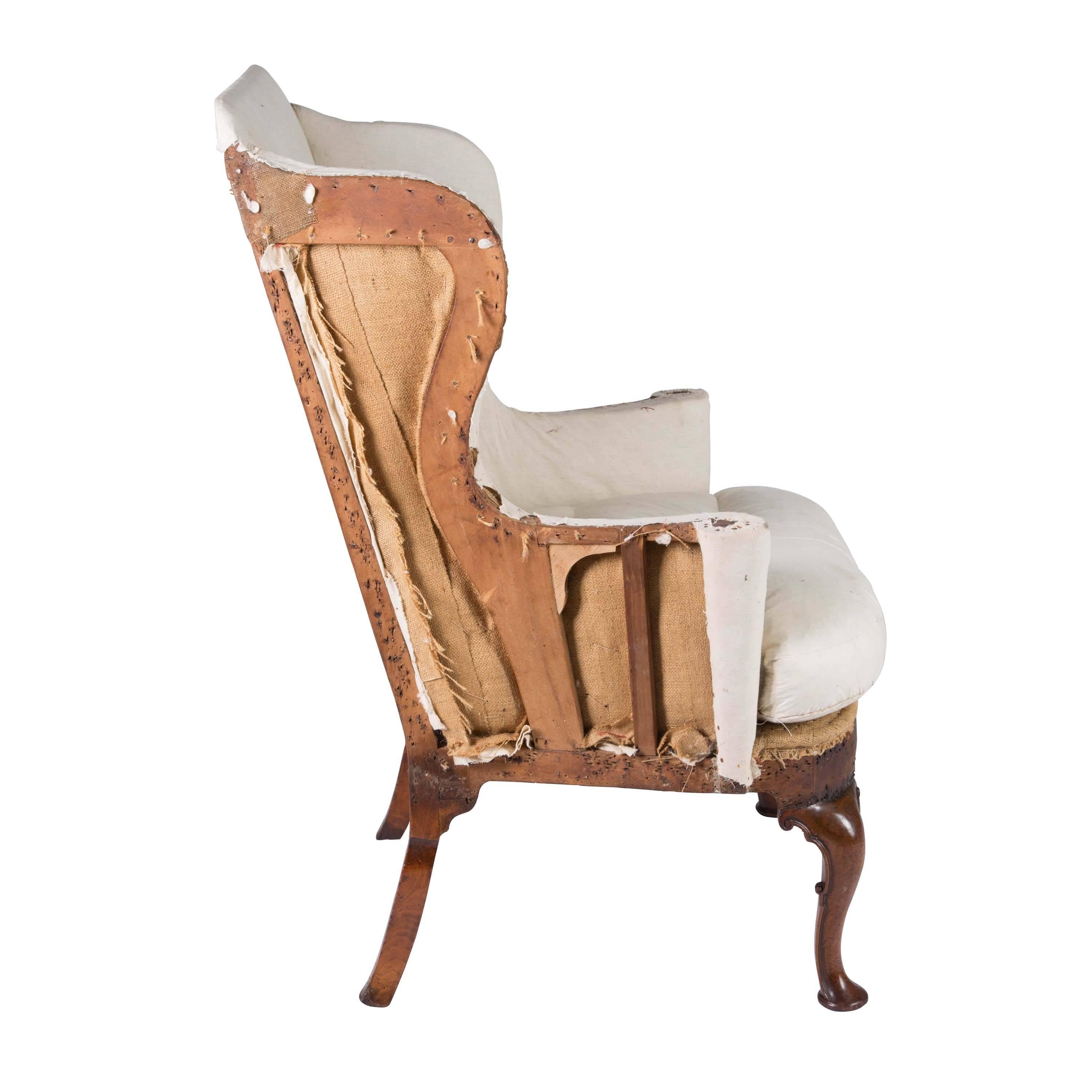 18th Century Queen Anne Period Walnut Wingback Armchair