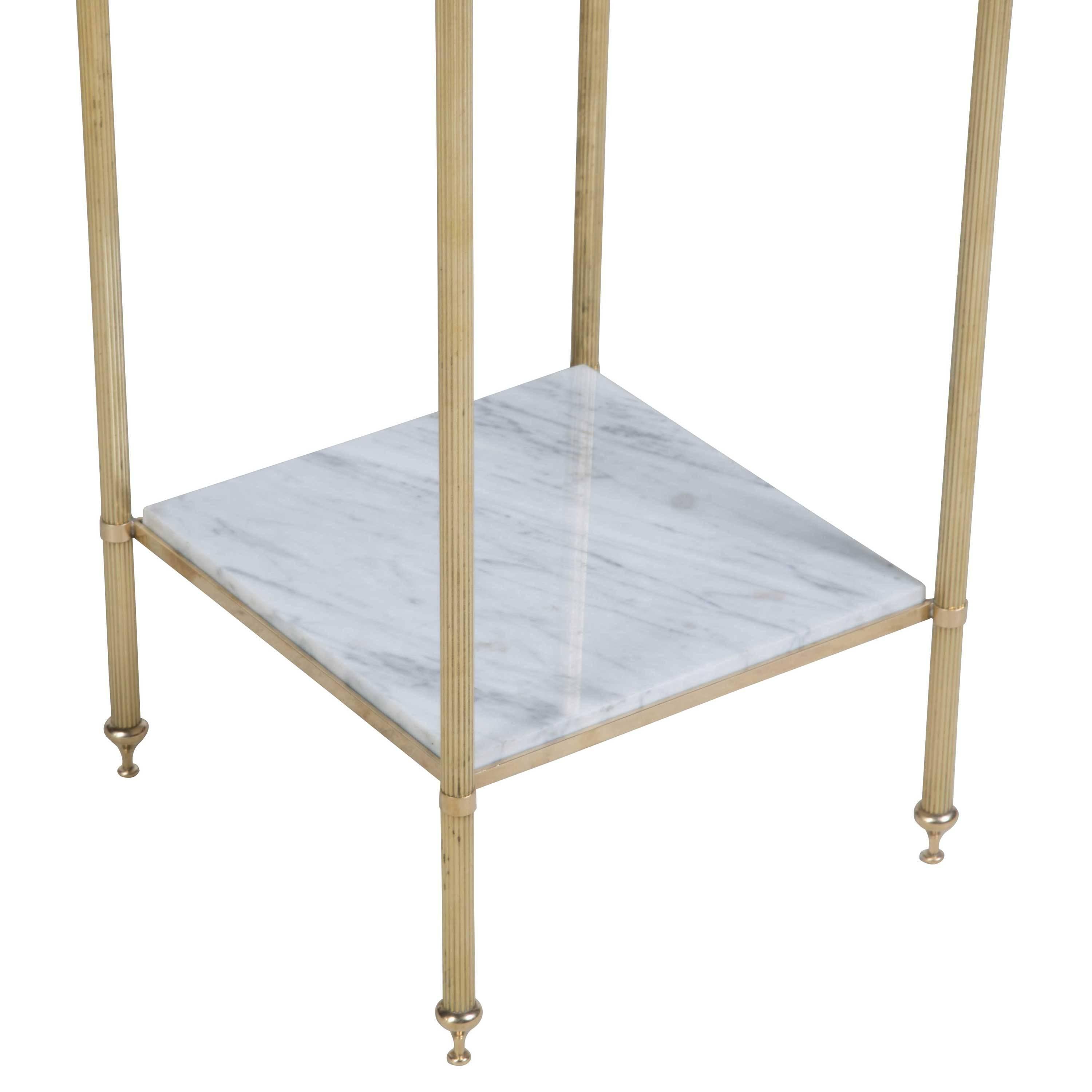 20th Century Pair of Brass and Marble Side Tables