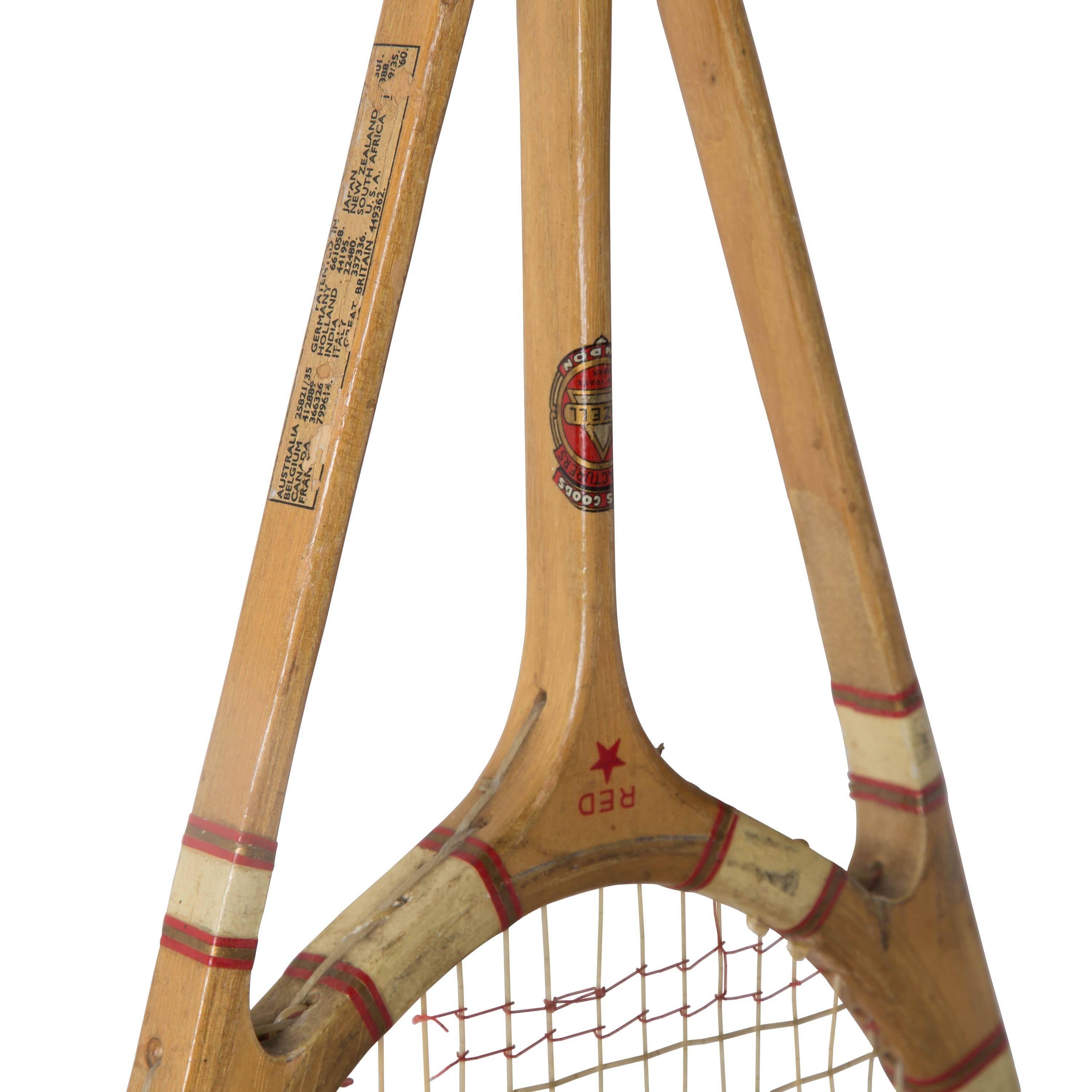 Scarce Hazell's Streamline Tennis Racket Red Star In Good Condition In Gloucestershire, GB