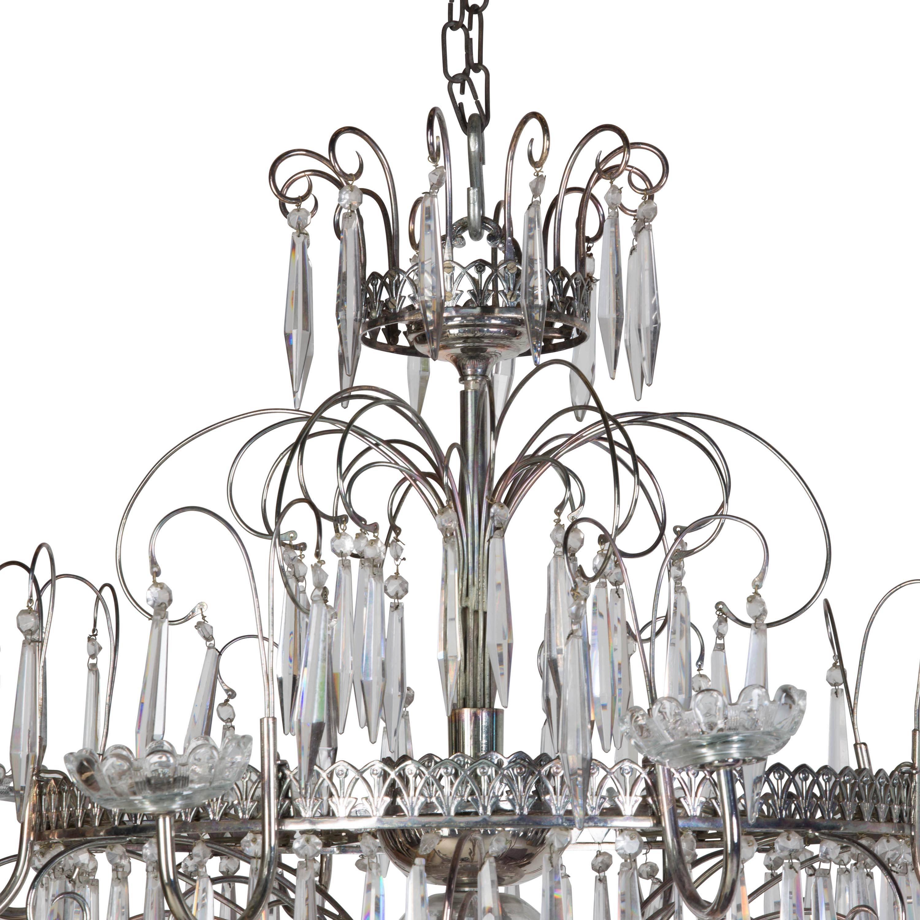 French Chrome Chandelier In Good Condition In Gloucestershire, GB