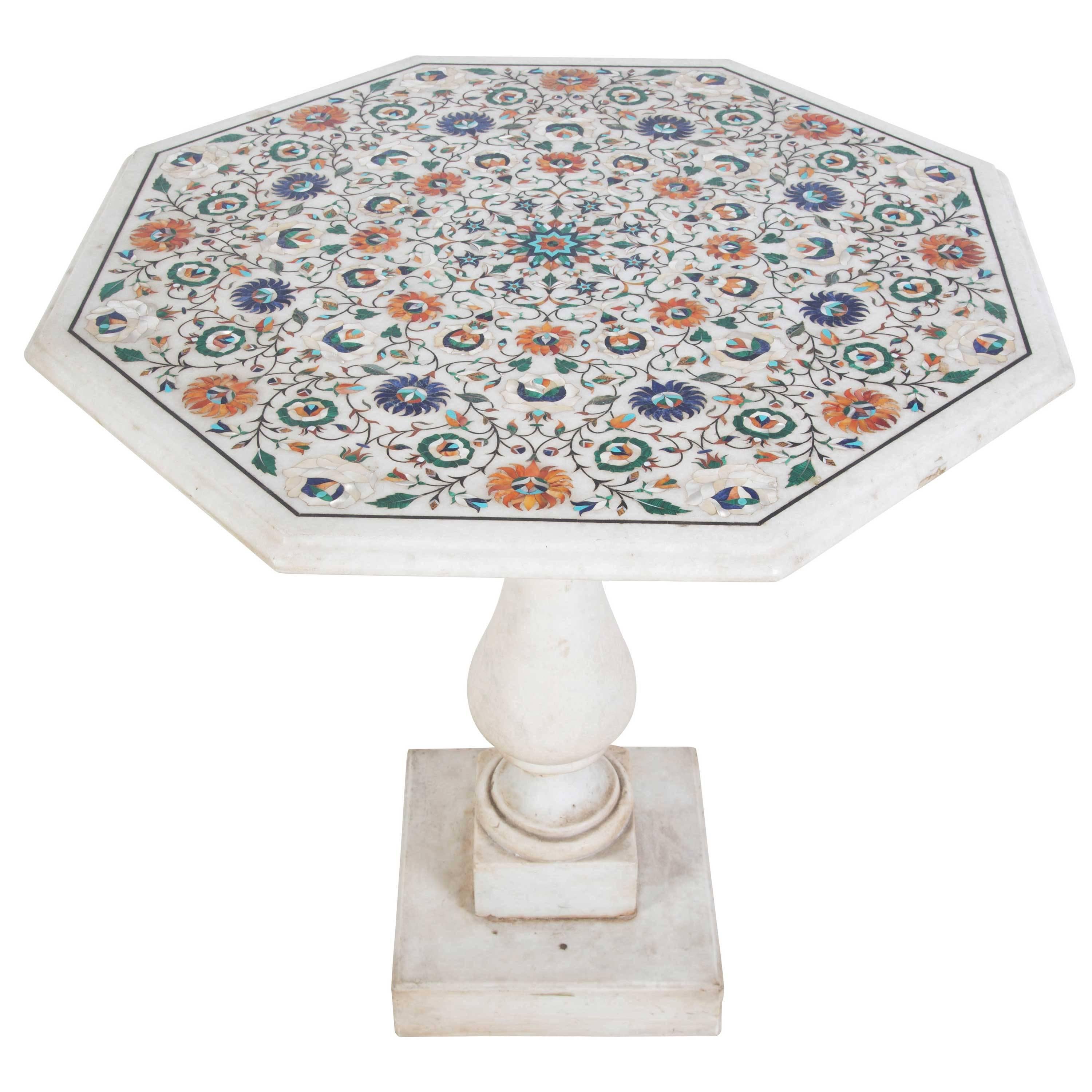 Mosaic Italian Inlaid Marble Table