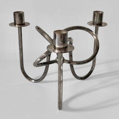 Josef Frank, Svenskt Tenn, candlestick Vänskapapsknuten, silver-plated brass