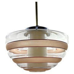 Skandinavische Hängeleuchte im „Beehive“-Stil aus den 1930er Jahren, Boréns, Schweden, Glas und Stahl